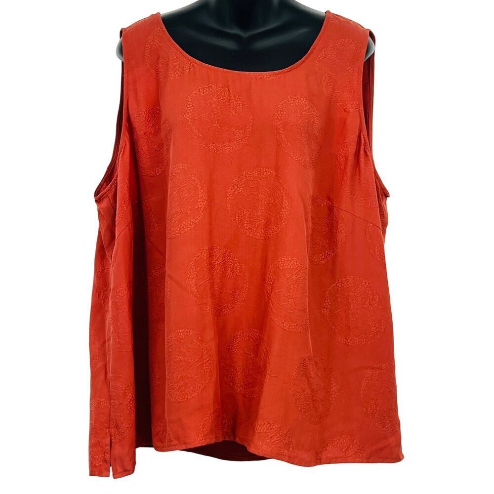 Citron Santa Monica Women Plus 3X Burnt Orange Silk Sleeveless Tank Top EUC